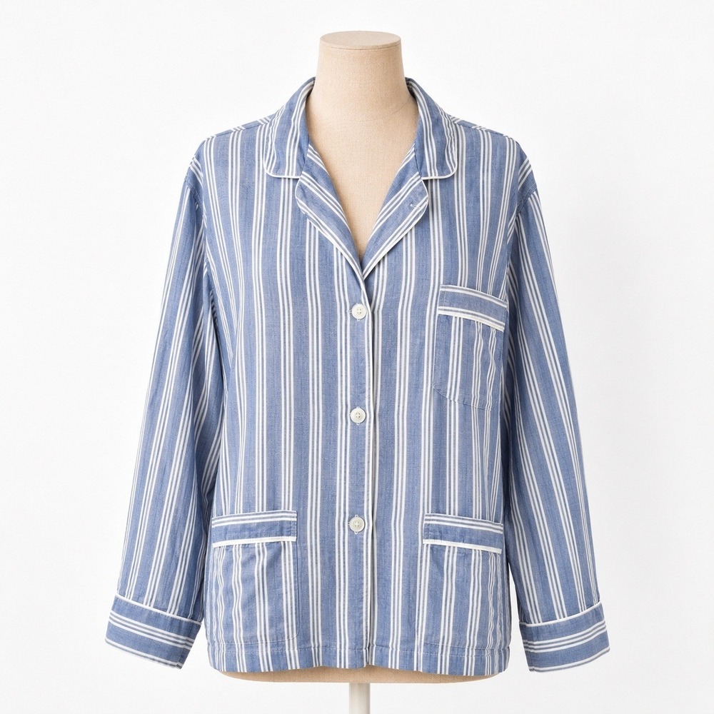 Christian Dior Monsieur Striped Long Sleeve Shirt L Blue White Coastal Classic